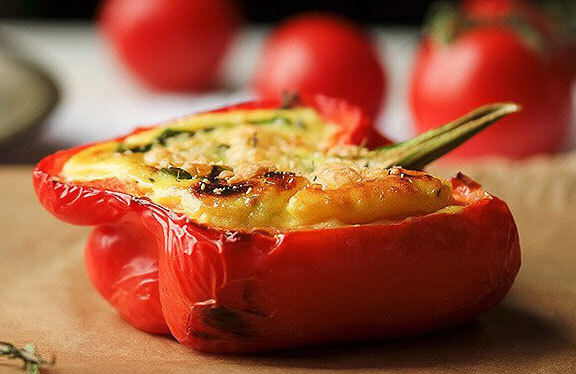 Cheese Quiche Stuffed Peppers - Rasoi